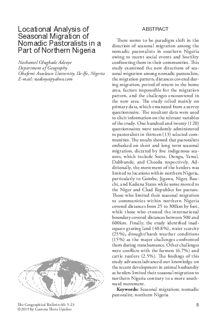 (PDF) Locational Analysis of Seasonal Migration of Nomadic Pastoralists ...