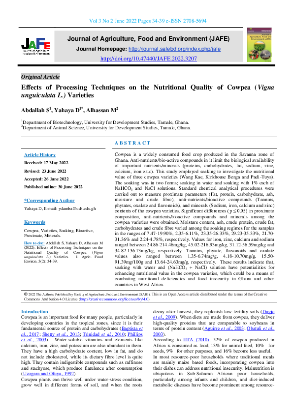 (PDF) Effects of Processing Techniques on the Nutritional Quality of ...