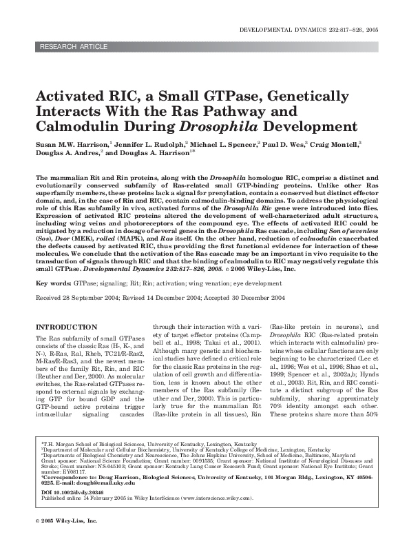 (PDF) Activated RIC, a small GTPase, genetically interacts with the Ras ...