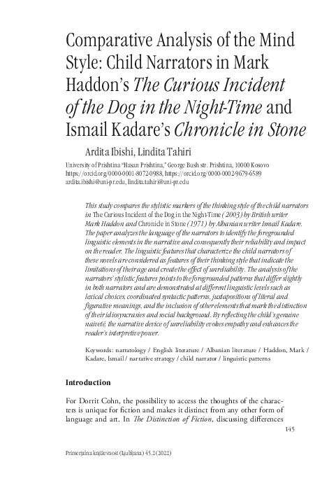 (PDF) Comparative Analysis of the Mind Style: Child Narrators in Mark ...