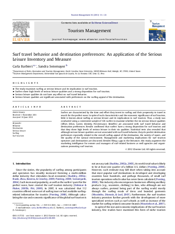 (PDF) Surf travel behavior and destination preferences: An application ...