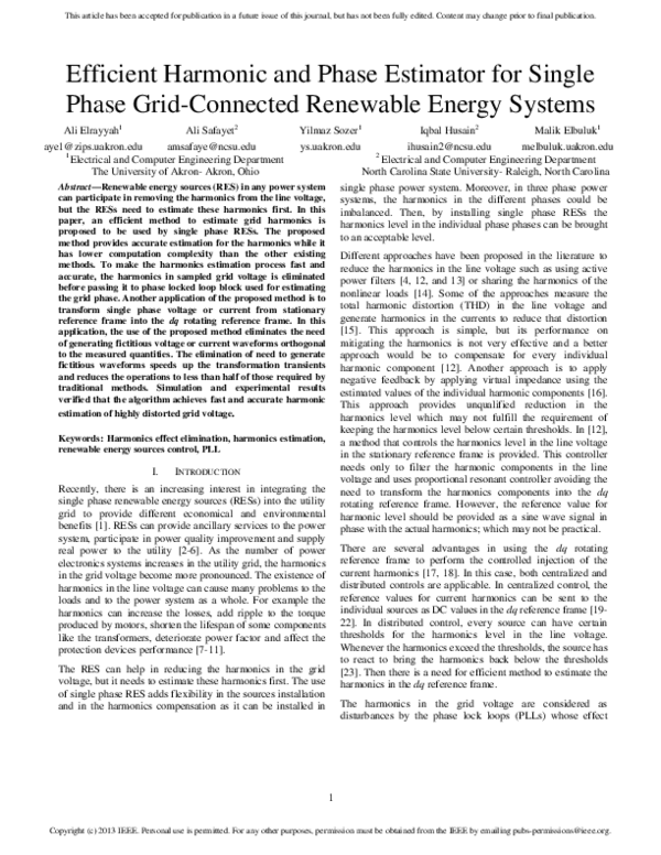 (PDF) Efficient Harmonic and Phase Estimator for Single-Phase Grid ...