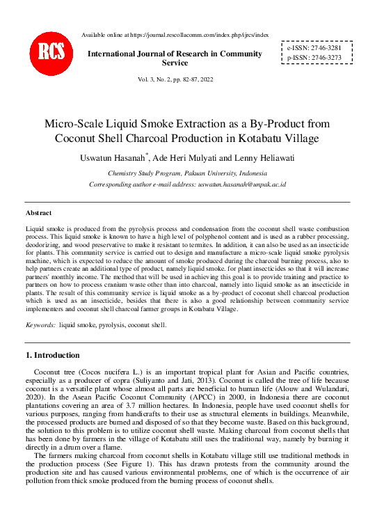 (PDF) Micro-Scale Liquid Smoke Extraction as a By-Product from Coconut ...