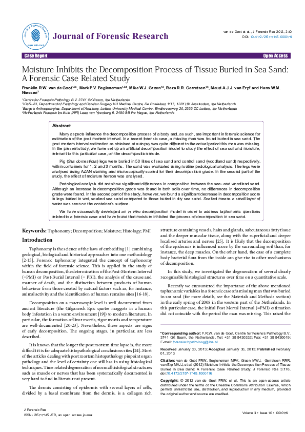 (PDF) Moisture Inhibits the Decomposition Process of Tissue Buried in ...