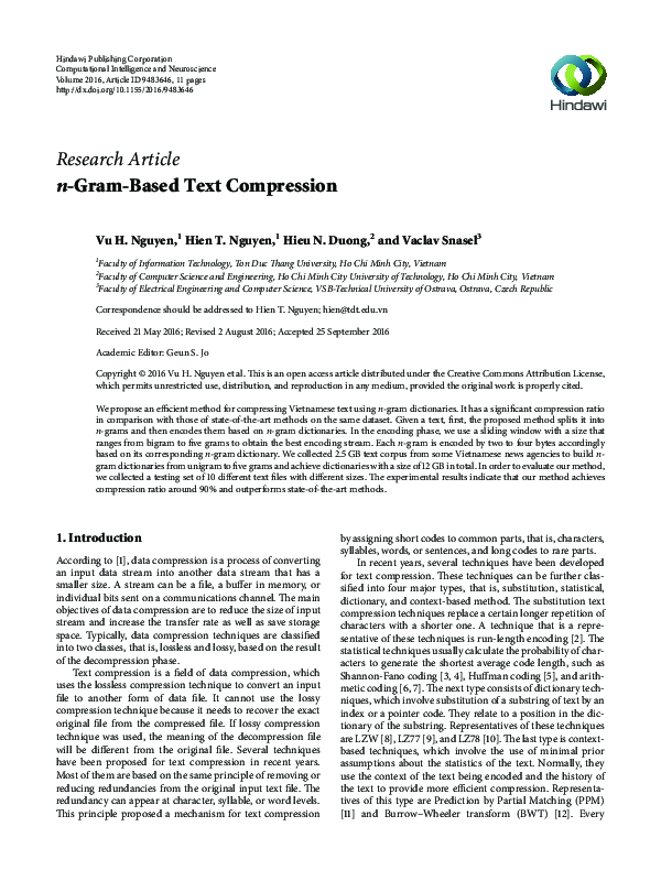 (PDF) n-Gram-Based Text Compression