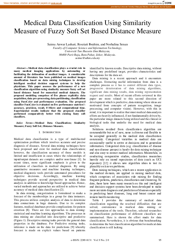 (PDF) Medical Data Classification Using Similarity Measure of Fuzzy ...