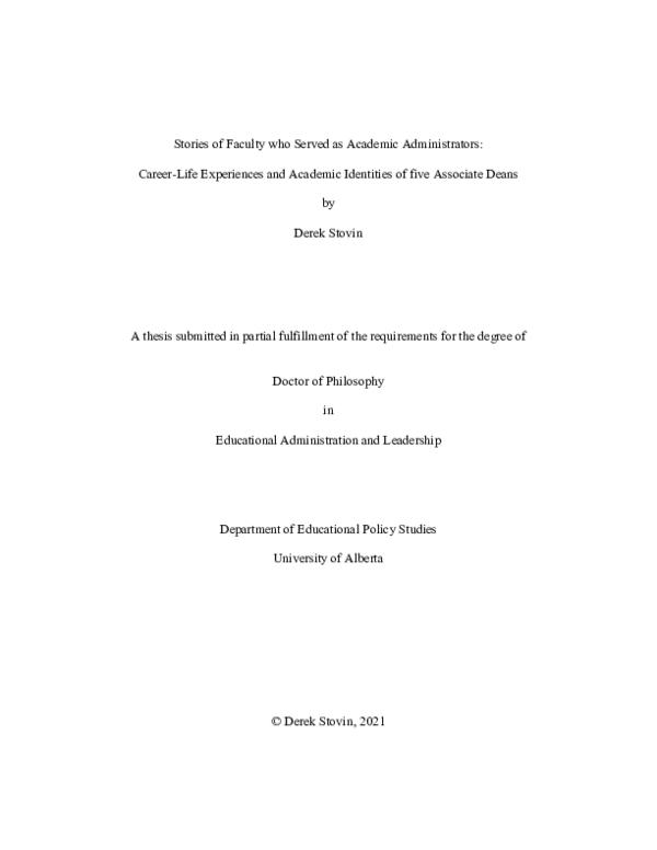 (PDF) Stories of Faculty who Served as Academic Administrators: Career ...