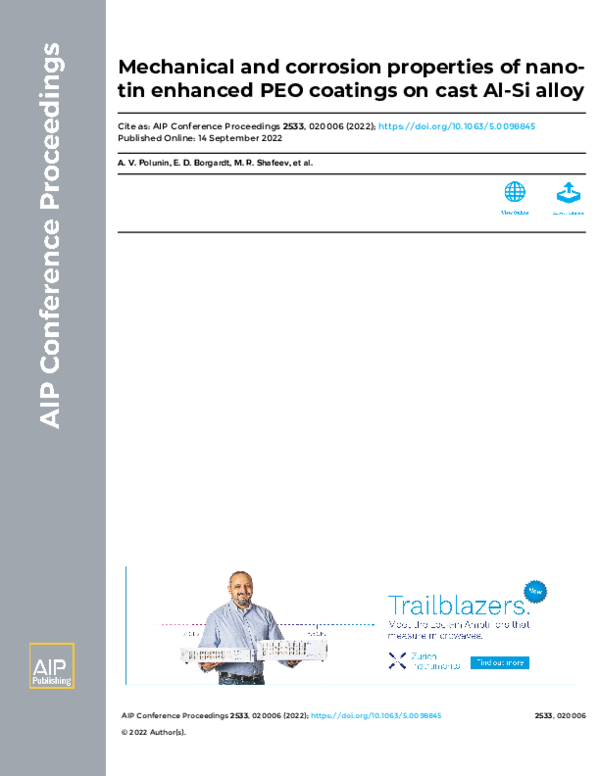 (PDF) Mechanical and corrosion properties of nano-tin enhanced PEO ...
