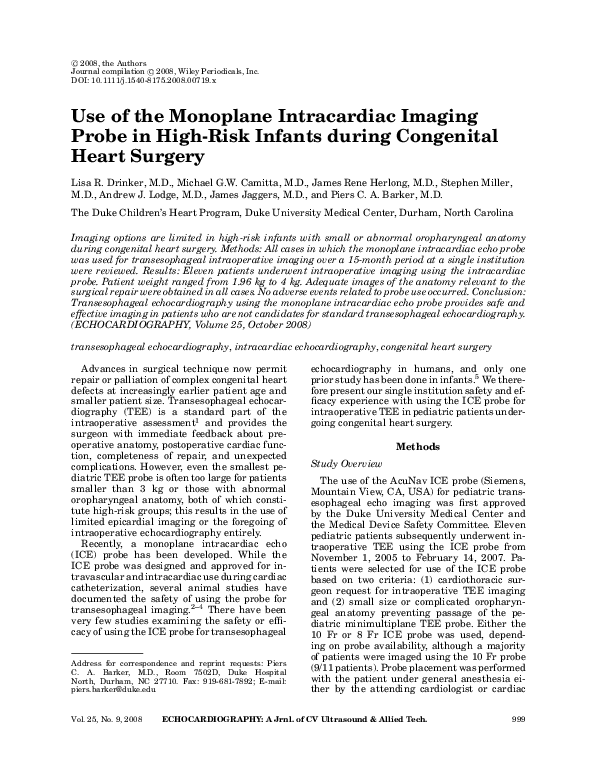 (PDF) Use of the Monoplane Intracardiac Imaging Probe in High-Risk ...