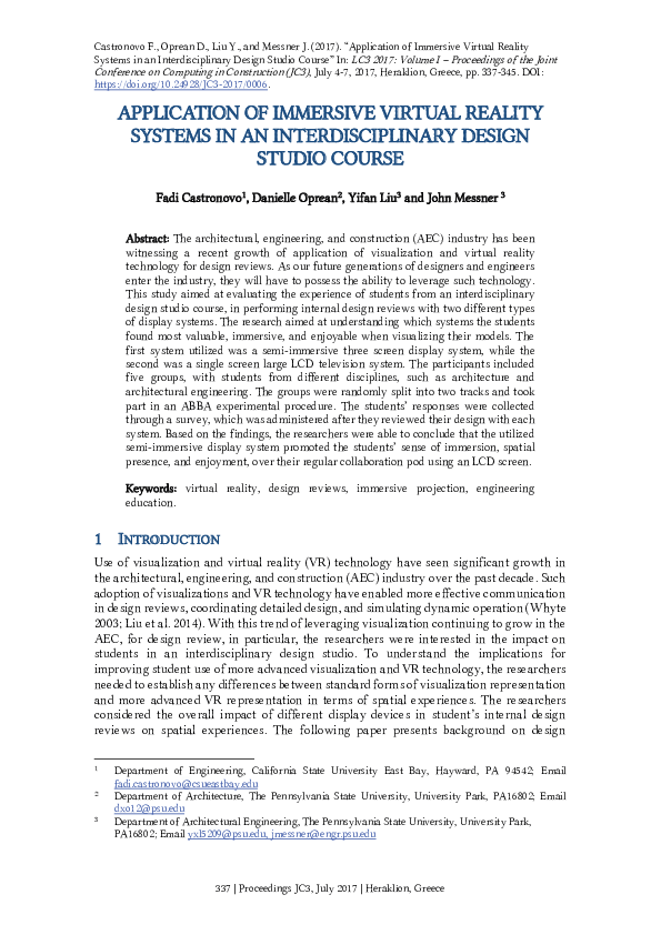 (PDF) Application of Immersive Virtual Reality Systems in an ...