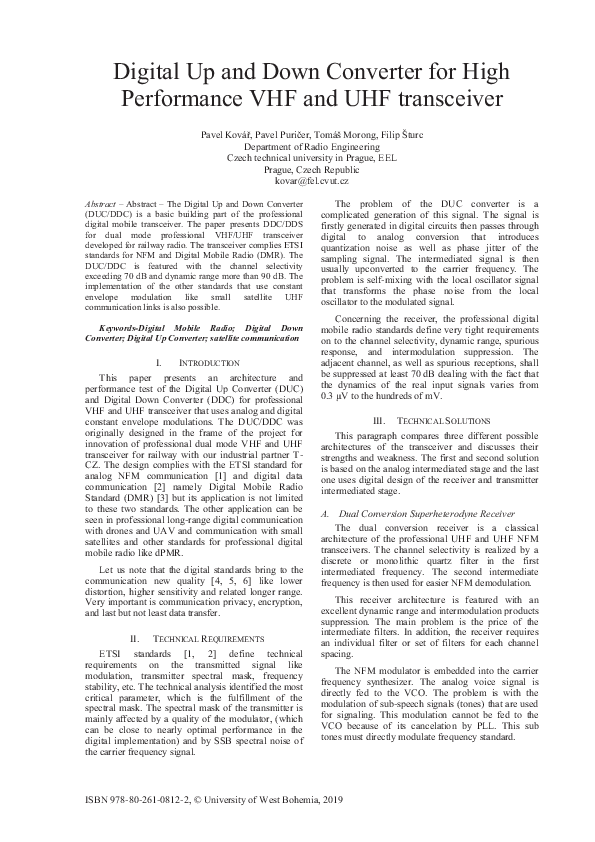 (PDF) Digital Up and Down Converter for High Performance VHF and UHF