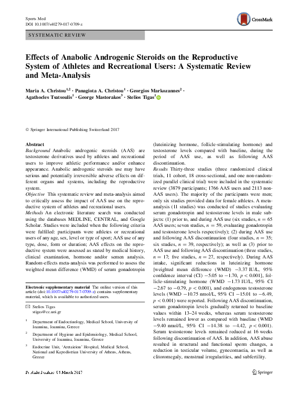 (PDF) Effects of Anabolic Androgenic Steroids on the Reproductive ...