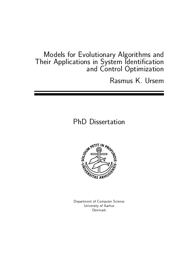 (PDF) Models for evolutionary algorithms and their applications in ...