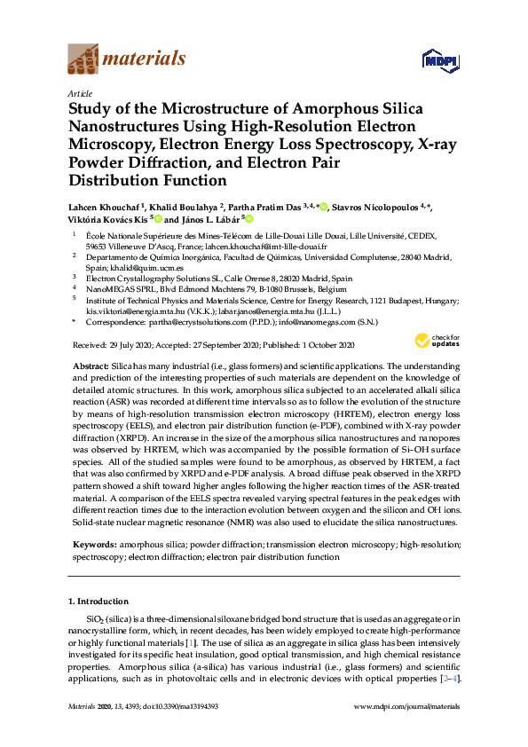(PDF) Study of the Microstructure of Amorphous Silica Nanostructures ...