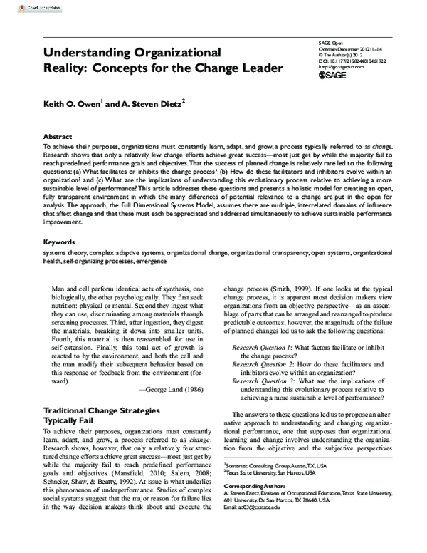 (PDF) Understanding Organizational Reality