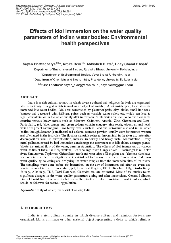 (PDF) Effects of Idol Immersion on the Water Quality Parameters of ...