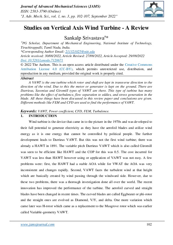 Pdf Studies On Vertical Axis Wind Turbine A Review Pdf Studies On Vertical Axis Wind Turbine A Review