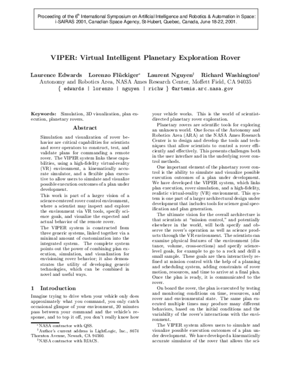 (PDF) VIPER: Virtual intelligent planetary exploration rover