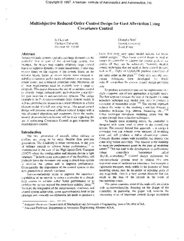 (PDF) Multiobjective reduced order control design for gust alleviation ...