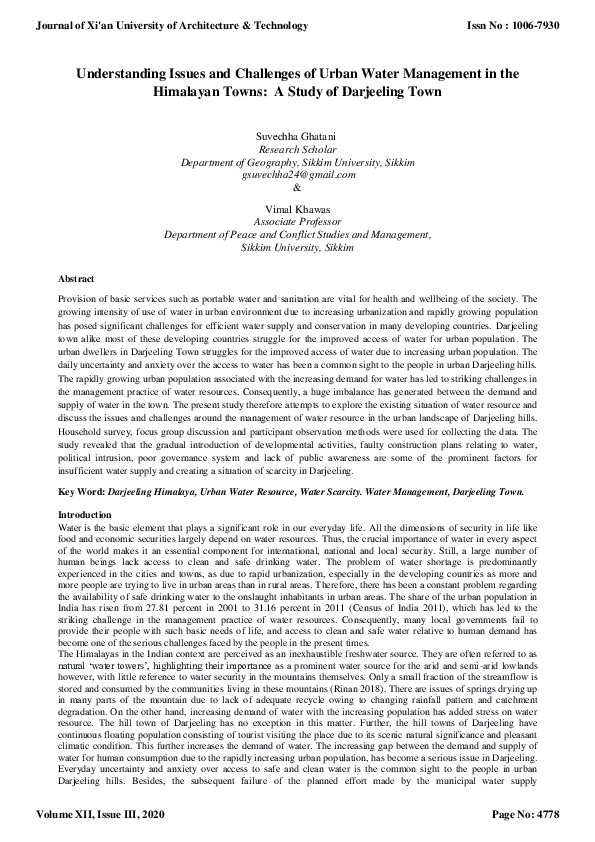 (PDF) Understanding Issues and Challenges of Urban Water Management in ...