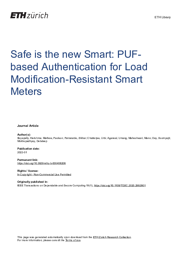(PDF) Safe is the New Smart: PUF-Based Authentication for Load ...