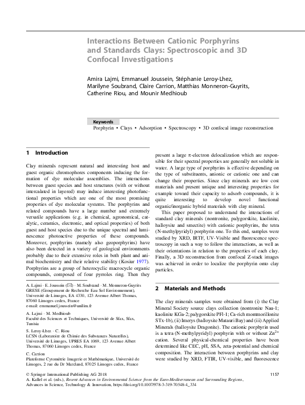 (PDF) Interactions Between Cationic Porphyrins and Standards Clays ...
