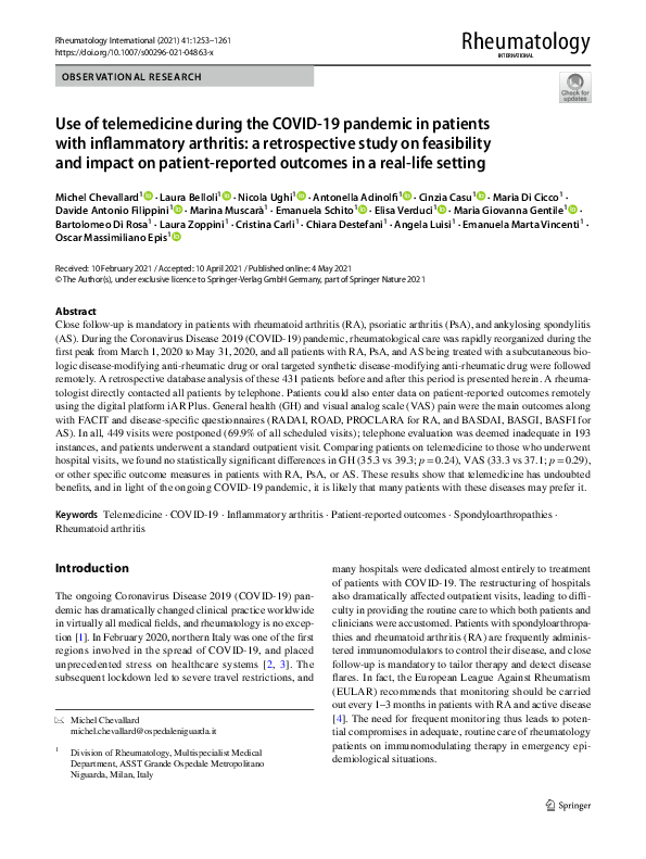 (PDF) Use of telemedicine during the COVID-19 pandemic in patients with ...