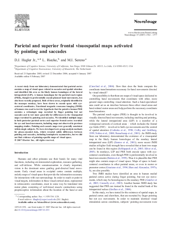 (PDF) Parietal and superior frontal visuospatial maps activated by ...