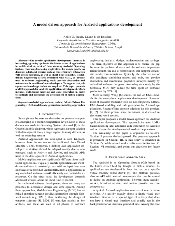 (PDF) A Model Driven Approach for Android Applications Development