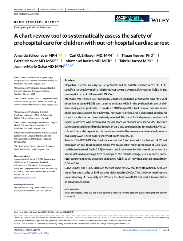 (PDF) A chart review tool to systematically assess the safety of