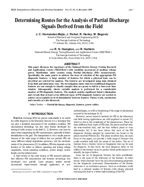 (PDF) Determining routes for the analysis of partial discharge signals ...
