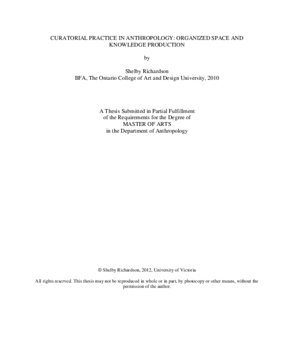 (PDF) Curatorial practice in anthropology: organized space and ...