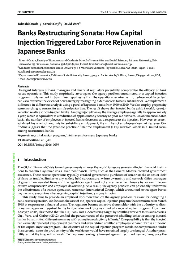 (PDF) Banks Restructuring Sonata: How Capital Injection Triggered Labor ...