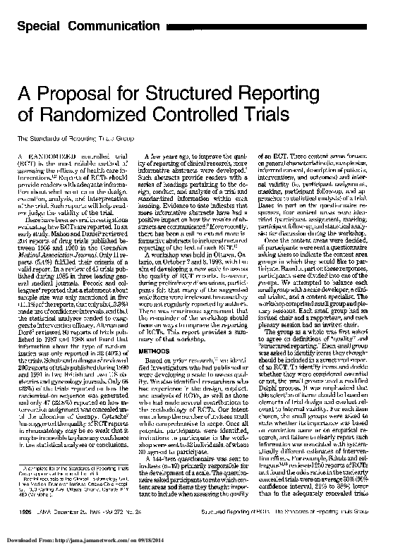 (PDF) A Proposal for Structured Reporting of Randomized Controlled Trials