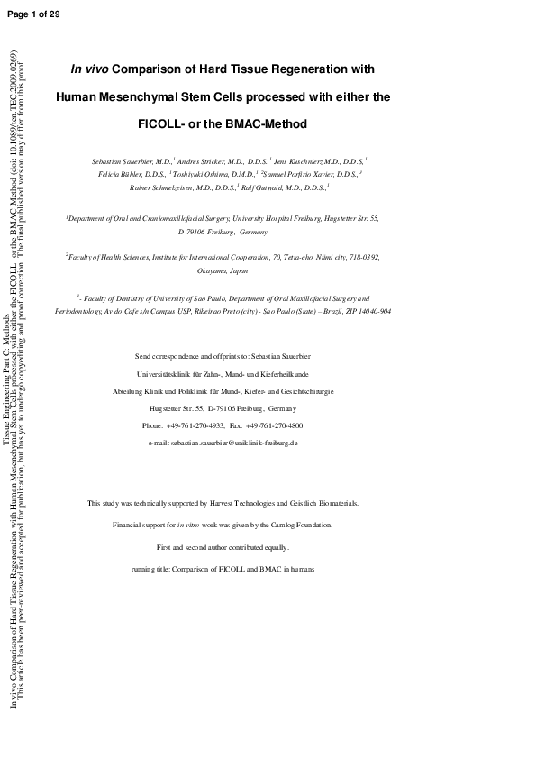 (PDF) In VivoComparison of Hard Tissue Regeneration with Human ...