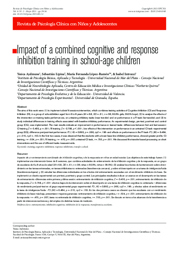 (PDF) Impact of a combined cognitive and response inhibition training ...