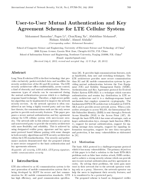 (PDF) Authentication and key agreement scheme for CDMA cellular system ...