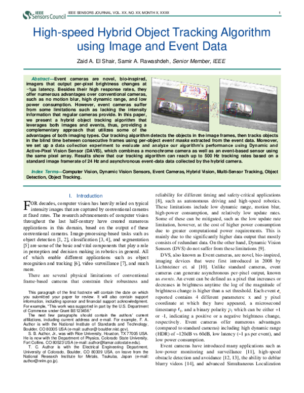 (PDF) High Speed Hybrid Object Tracking Algorithm using Image and Event ...
