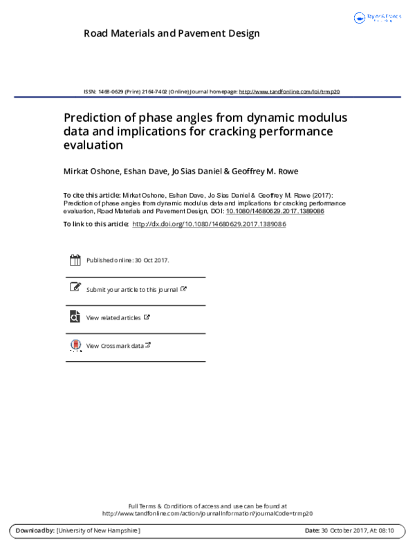(PDF) Prediction of phase angles from dynamic modulus data and ...