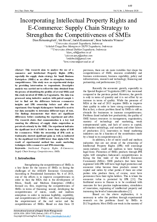 (PDF) Incorporating Intellectual Property Rights and E-Commerce: Supply ...