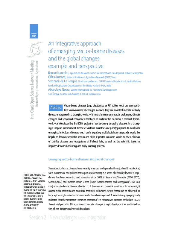 (PDF) Approche intégrée des maladies émergentes à transmission