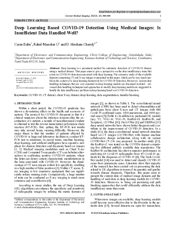 (PDF) Deep learning based COVID-19 detection using medical images: Is ...