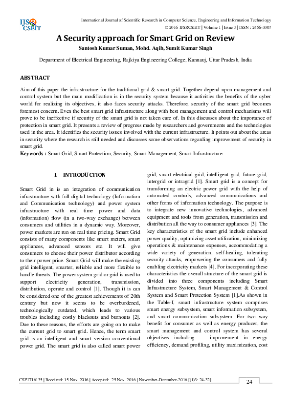 (PDF) A Security Approach for Smart Grid on Review