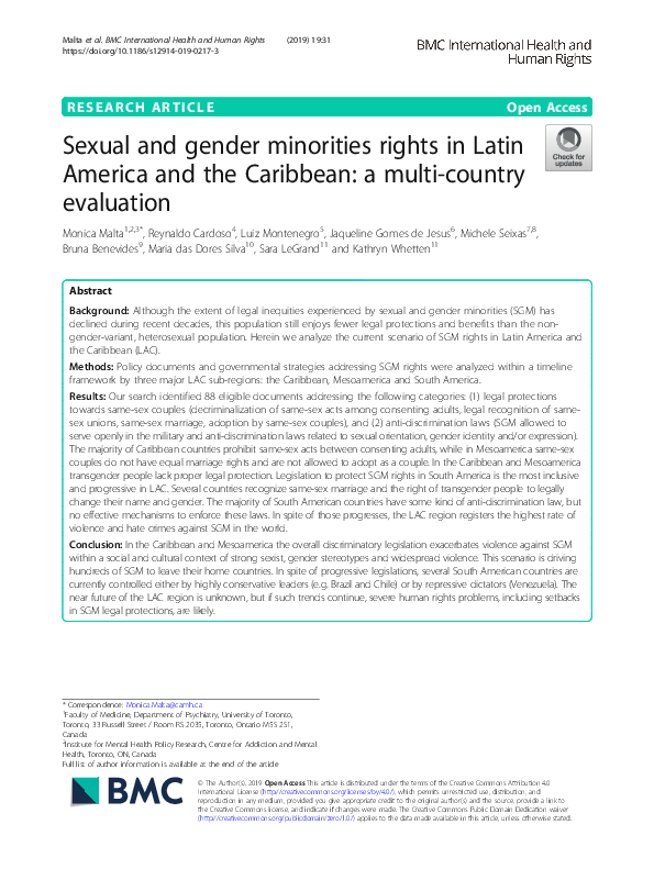 (PDF) Sexual and gender minorities rights in Latin America and the ...