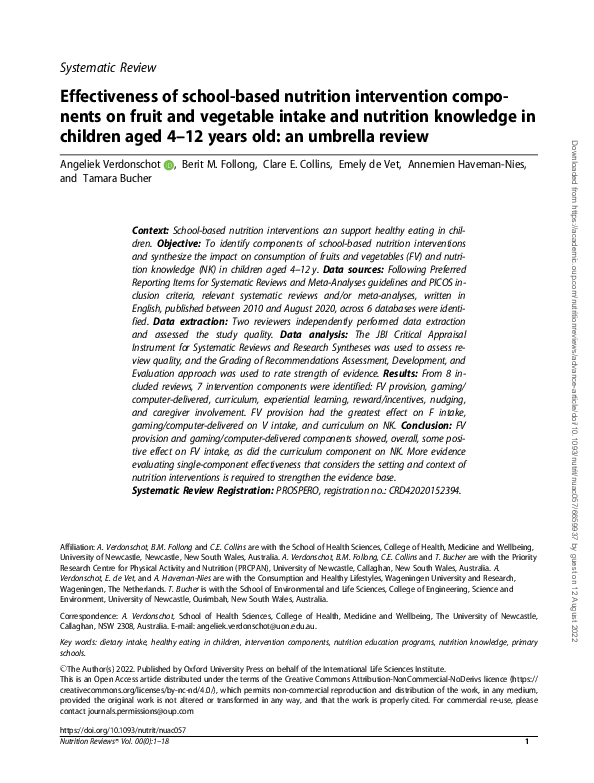(PDF) Effectiveness of school-based nutrition intervention components ...