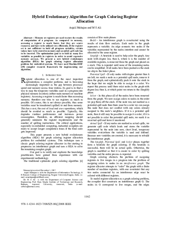 (PDF) Hybrid evolutionary algorithm for graph coloring register allocation