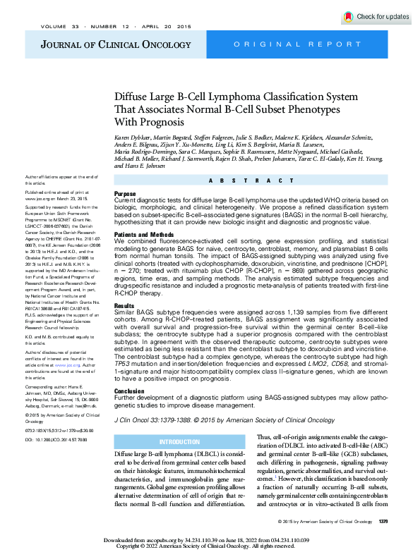 (PDF) Diffuse Large B-Cell Lymphoma Classification System That ...