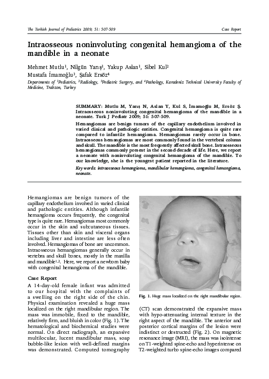 (PDF) Intraosseous noninvoluting congenital hemangioma of the mandible ...