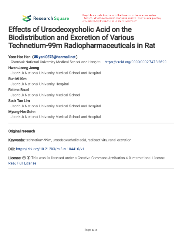 (PDF) Effects of Ursodeoxycholic Acid on the Biodistribution and ...