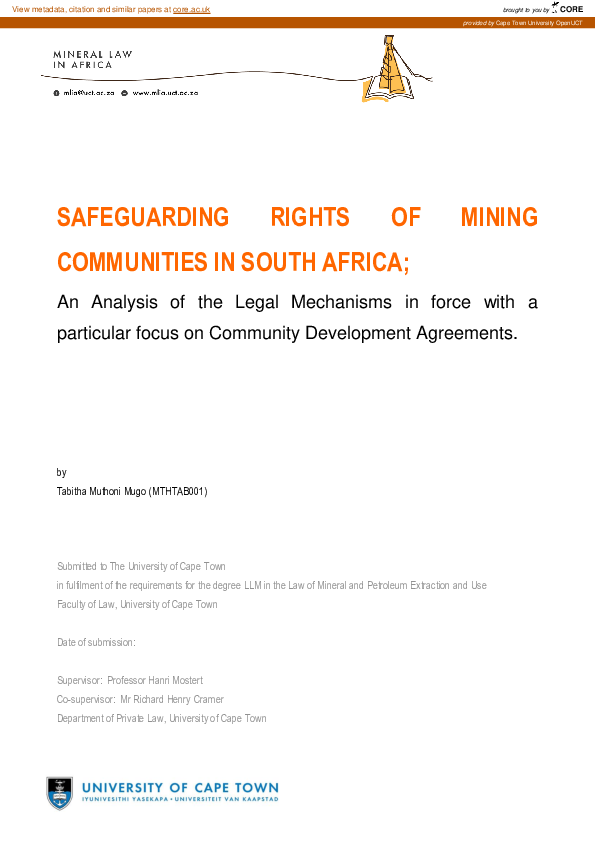 (PDF) Safeguarding rights of mining communities in South Africa: an ...